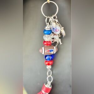 New England Patriots Beaded Keychain Purse Charm Handmade Super Bowl
